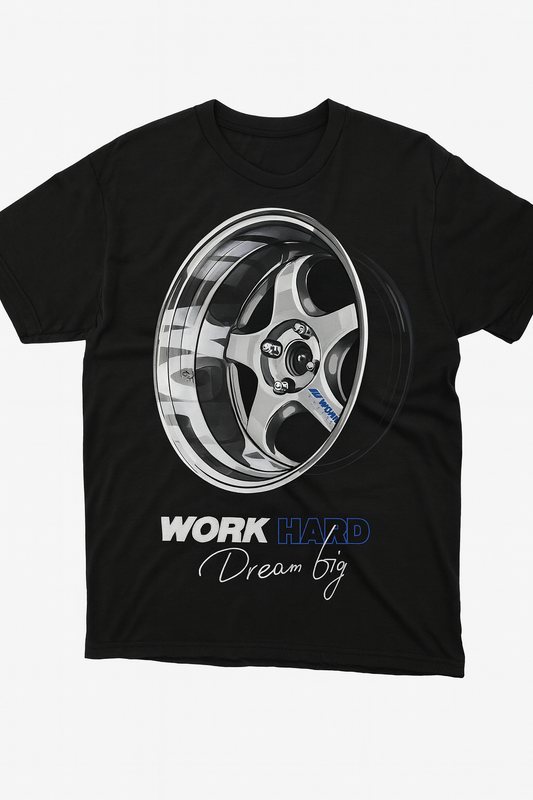 WORK HARD – Dream Big | Черна Памучна Тениска